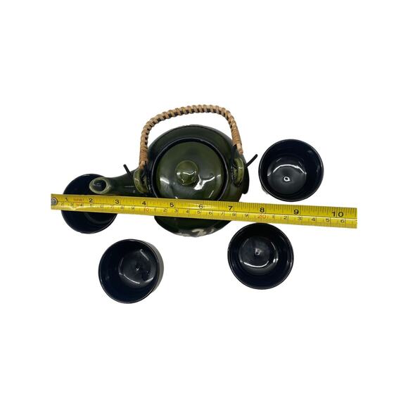 Japanese Ceremony Tea Set Vintage 5 Piece Japanese Kung Fu Tea Jade Green - Picture 5 of 11